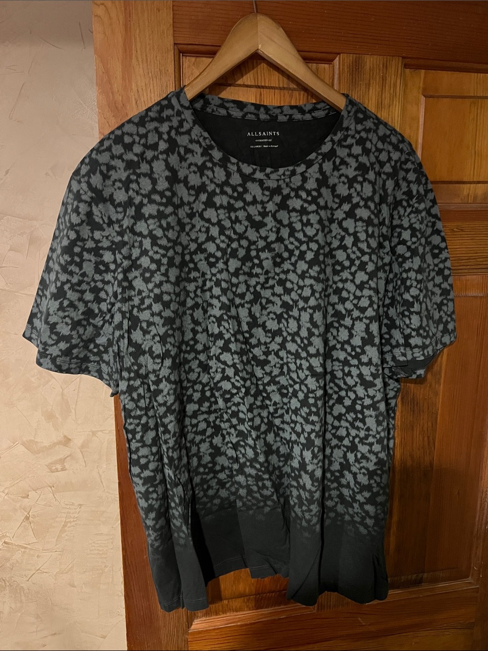 AllSaints Black & Gray Speckle Print Crew T-Shirt